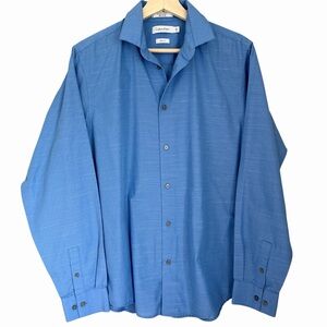 Calvin Klein Button Down Shirt Boys Slim Fit Long Sleeve Blue Size 20